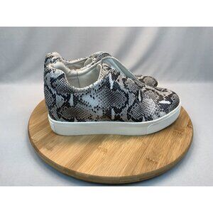 J/Slides Sneaker Size 9 Slip On Wedge Starr Snakeskin Black White